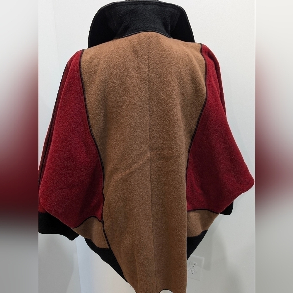 Vtg Mrs H Winter Pure Wool Colorblock Cocoon Coat Womens S Avant Garde 70s 80s - Picture 3 of 12